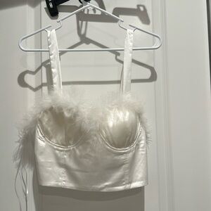 Corset fur crop top angel top NWT Bloggers Favorite!